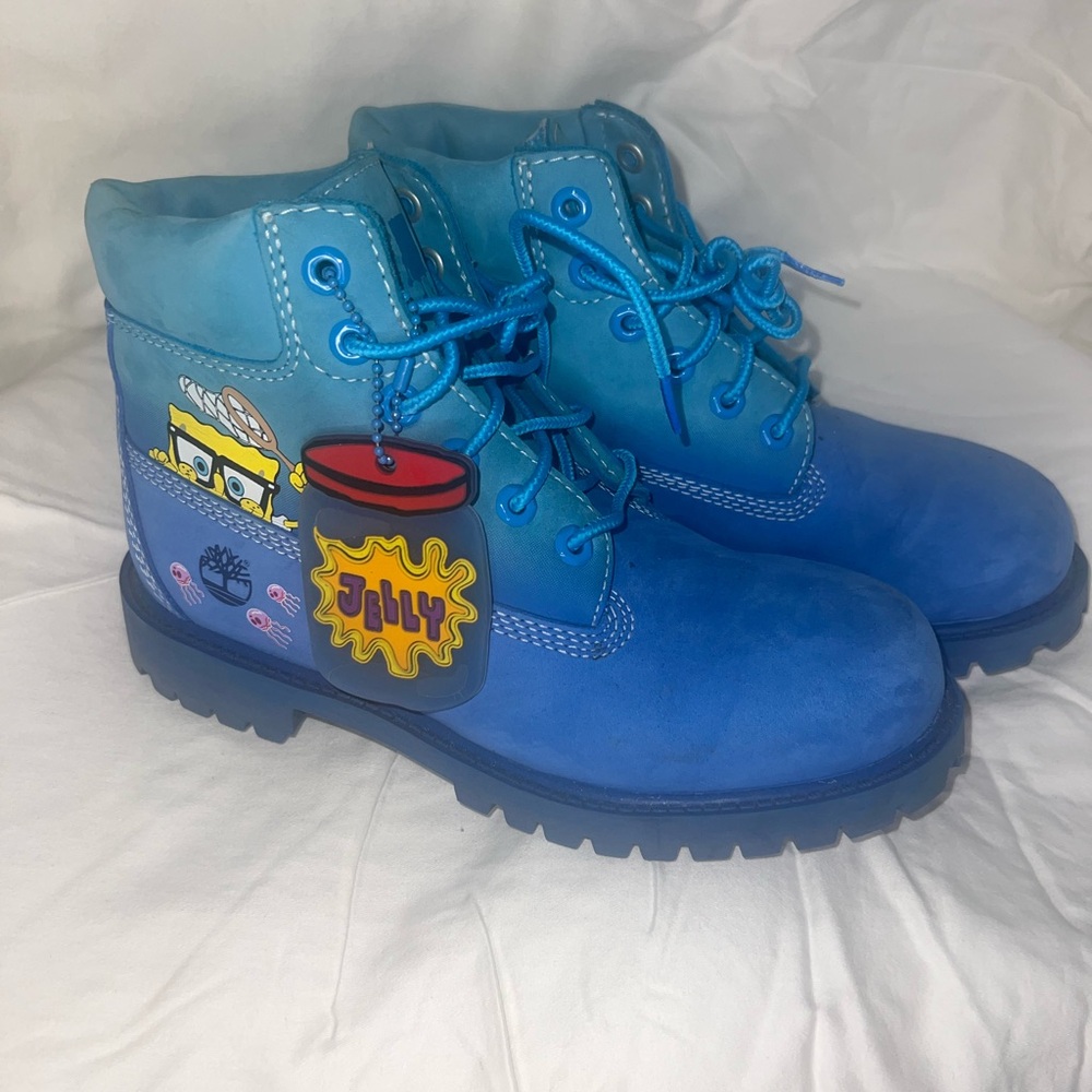 Timberland Kids Blue Boots with Cartoon Design